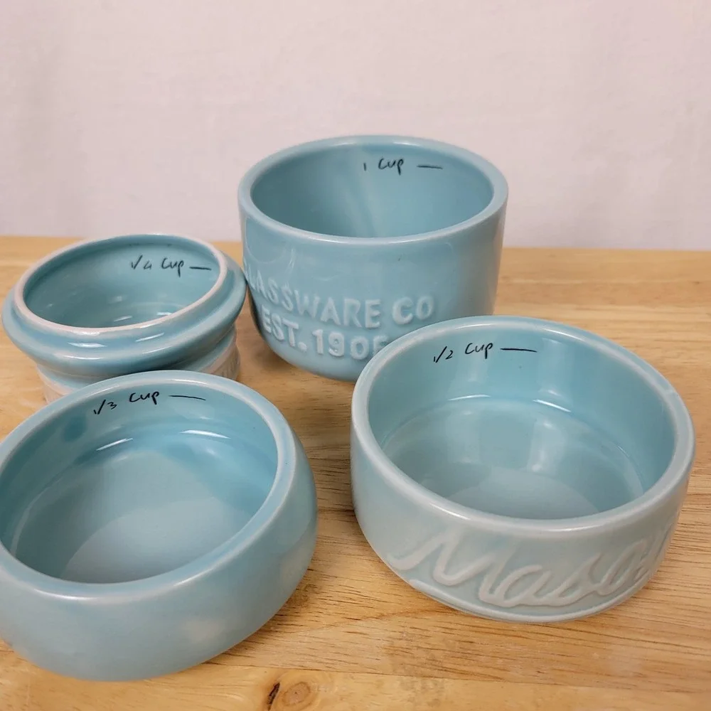 Mason Jar Measuring Cups Blue Stacking Nesting Kitchen Rustic Country Farmhouse